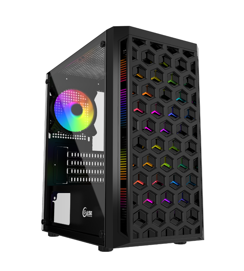 GABINETE  GAMER CENTAURUS DIAPER MTAX  VIDRIO TEMPLADO INCLUYE 1 VENTILADOR RGB 120mm