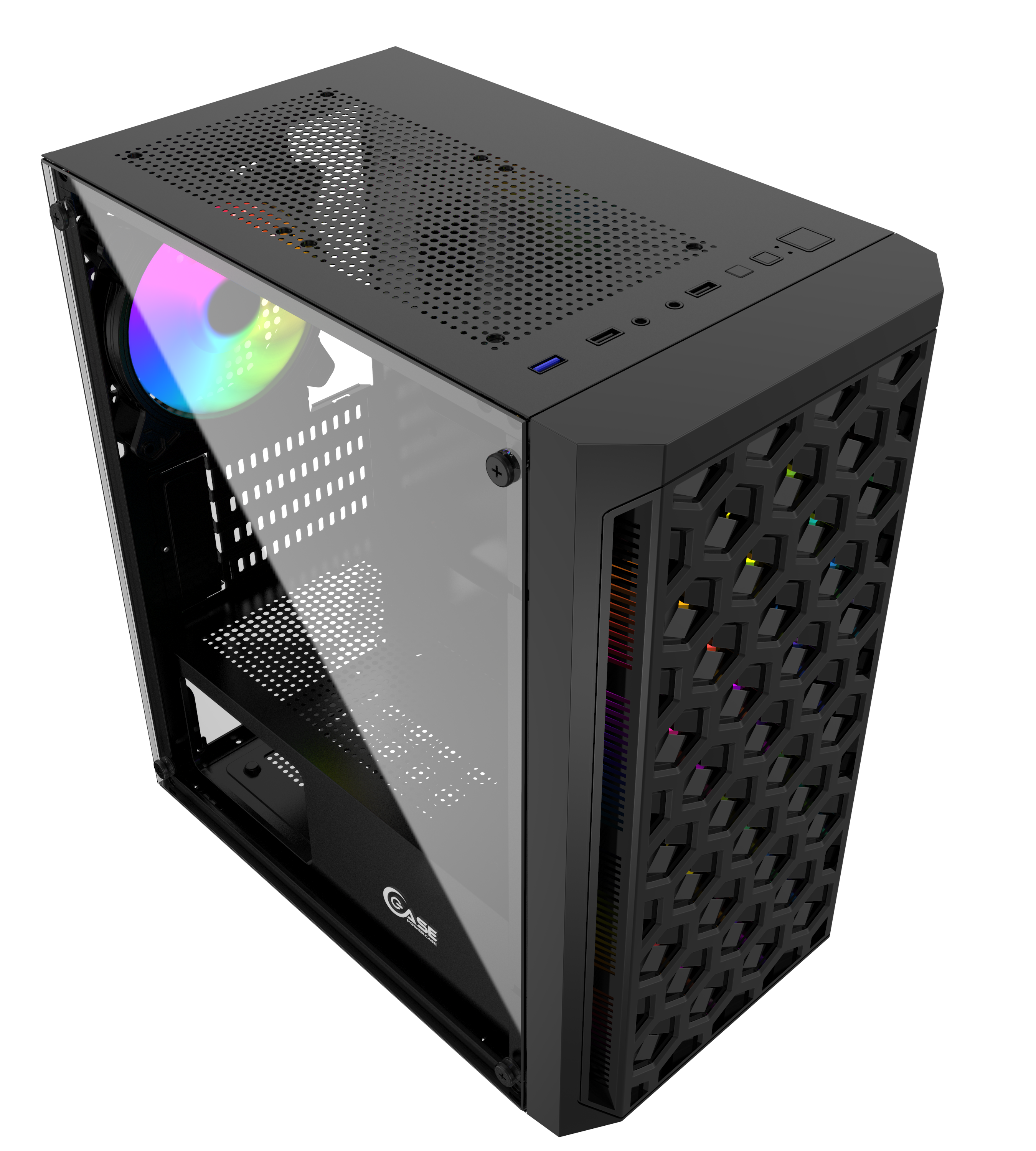GABINETE  GAMER CENTAURUS DIAPER MTAX  VIDRIO TEMPLADO INCLUYE 1 VENTILADOR RGB 120mm