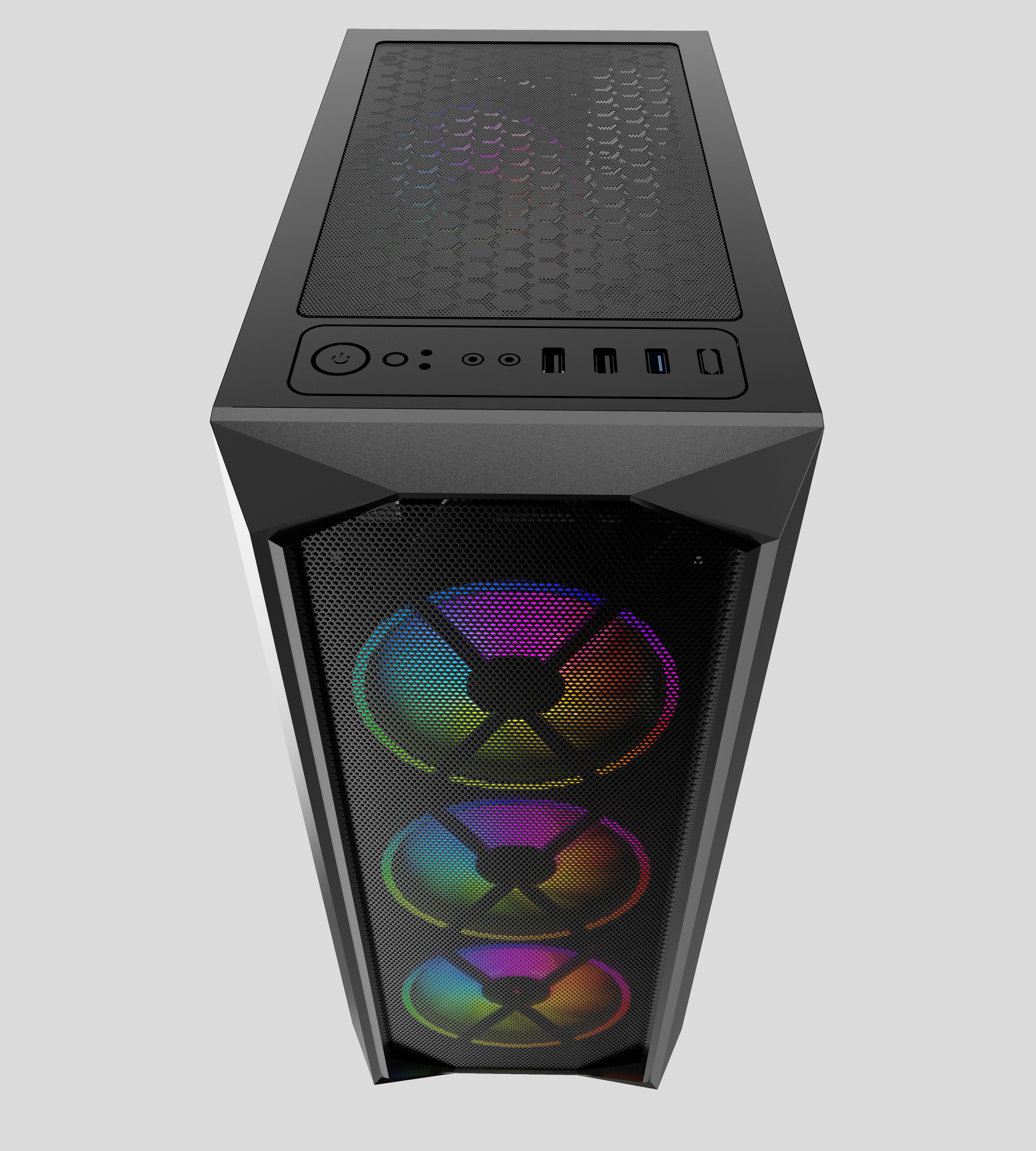 GABINETE GAMER CENTAURUS BURST VENTANA DE VIDRIO INCLUYE 4 VENTILADORES ARGB 120mm