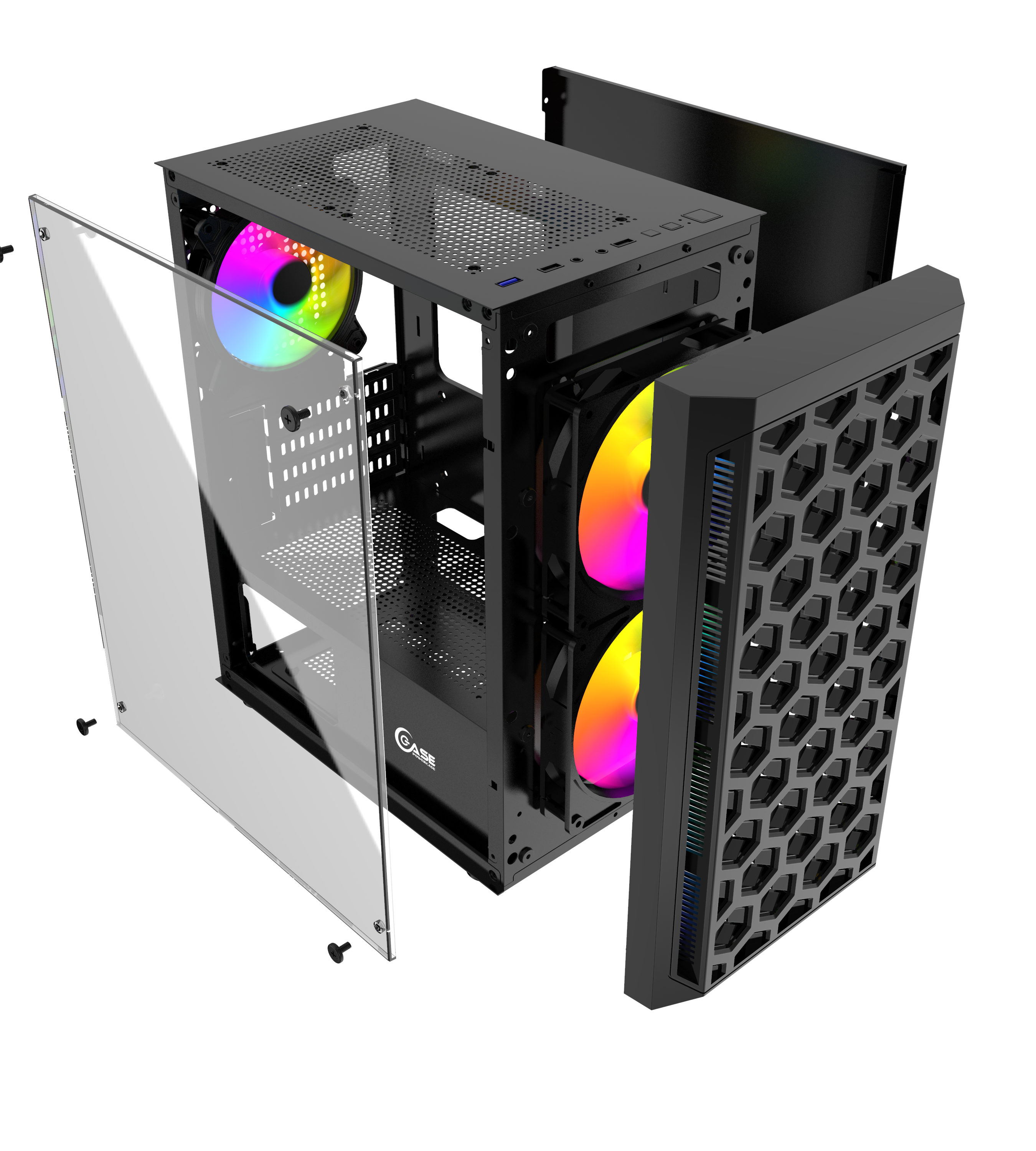 GABINETE  GAMER CENTAURUS DIAPER MTAX  VIDRIO TEMPLADO INCLUYE 1 VENTILADOR RGB 120mm