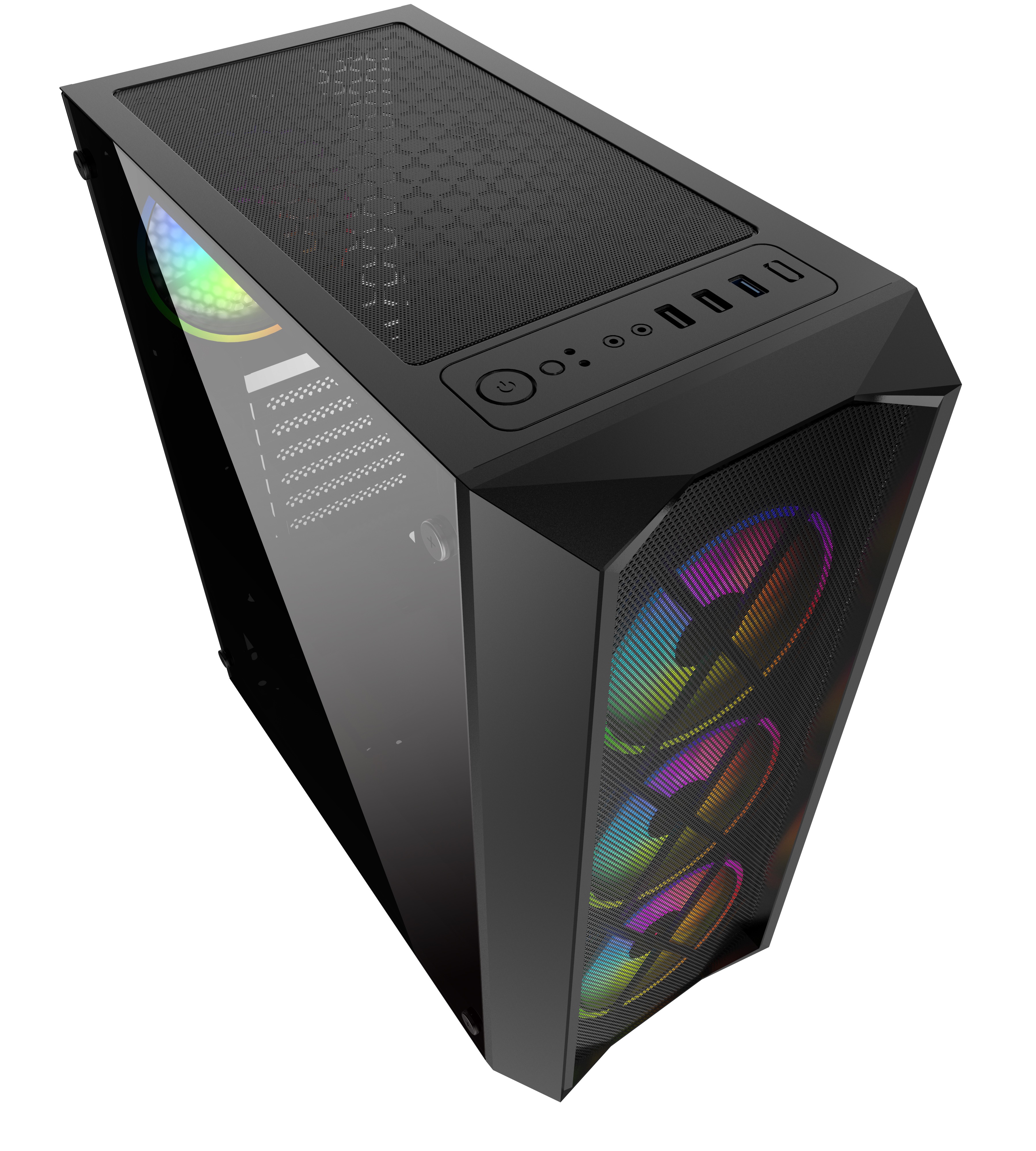 GABINETE GAMER CENTAURUS BURST VENTANA DE VIDRIO INCLUYE 4 VENTILADORES ARGB 120mm
